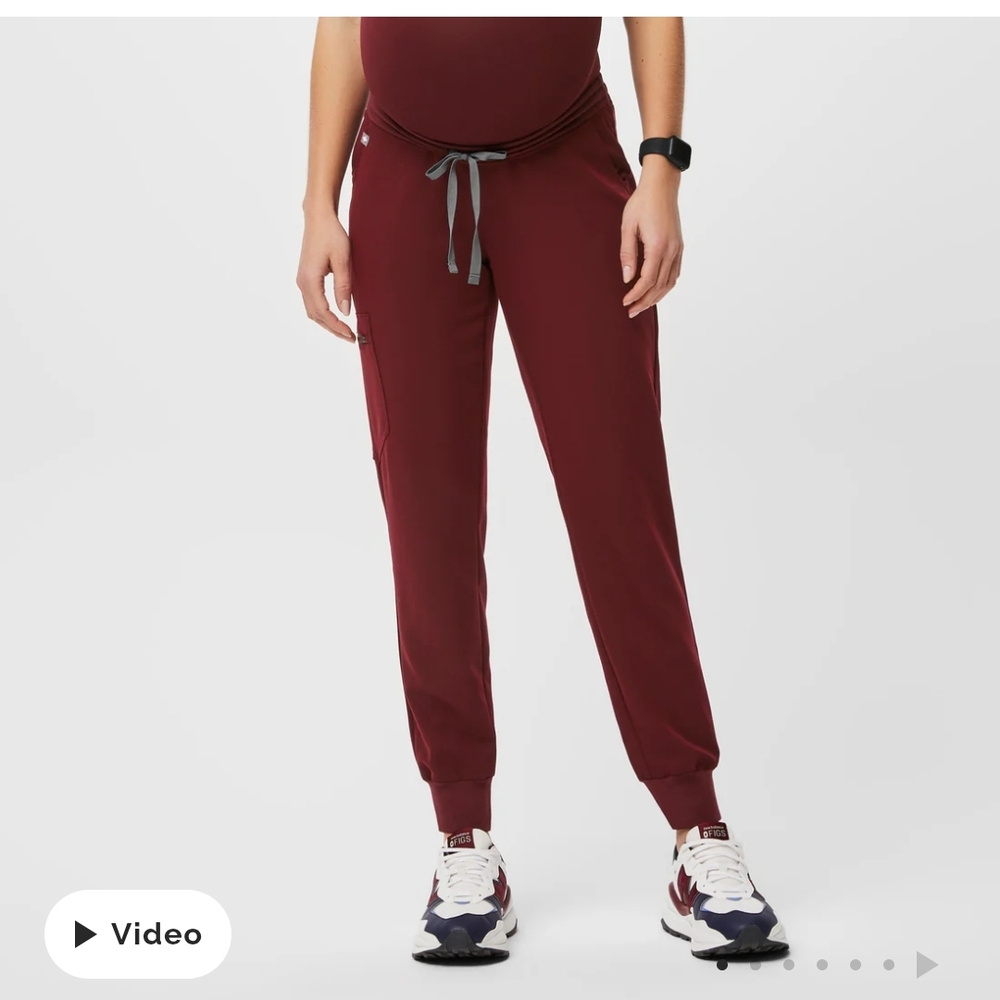 Figs Burgundy Maternity Zamora Joggers
